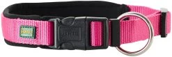 Hunter Neopren Vario Plus Nylon Dog Collar For Raspberry And Black Colored