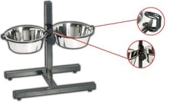 Wuapu Double Feeder And Drinker With Adjustable Stand Black