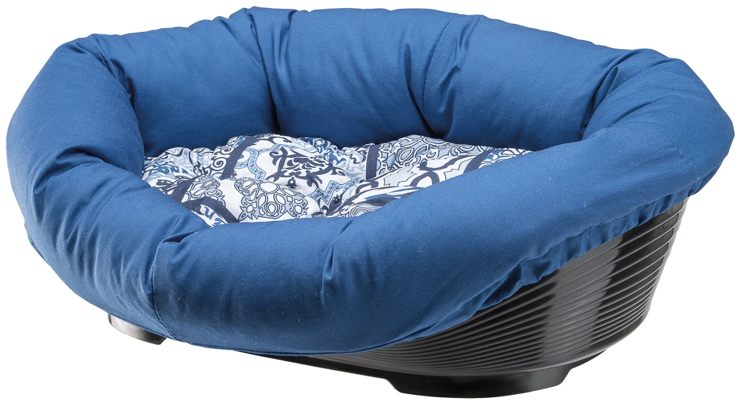 Ferplast Damascus Blue Oval Plastic Oval Bed With Cushion