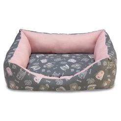 Arquivet Dogs Square Bed In Pink And Gray