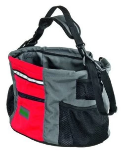 Flamingo Bicycle Basket Nylon Doggy Travel Junior Nylon, Gray / Red 38x28x27cm