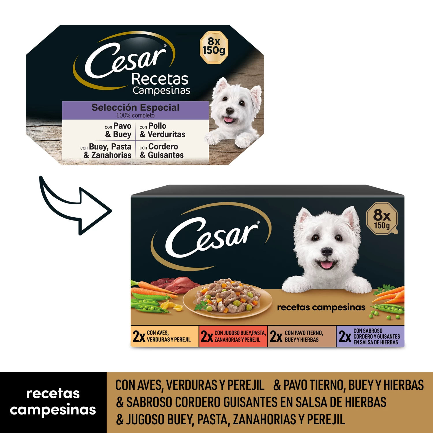 Cesar Wet Food For Dogs Multipack Country Recipes In Sauce 4 Cesar Wet Food For Dogs Multipack Country Recipes In Sauce - Image 2