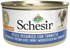 Pack 24 Schesir Canned Ocean Fish With Tuna -Dog Supplies Sale Store lata de pescado del oceano con atun 1